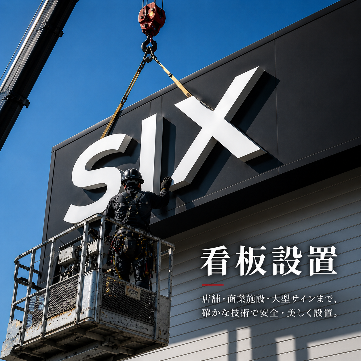 株式会社大栄の看板施工現場